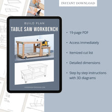 Load image into Gallery viewer, Table Saw Workbench Build Plan
